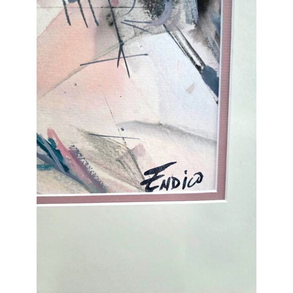 Mary Endico Original Abstract Watercolor Painting 16x15 Signed Gold Frame - Picture 4 of 10